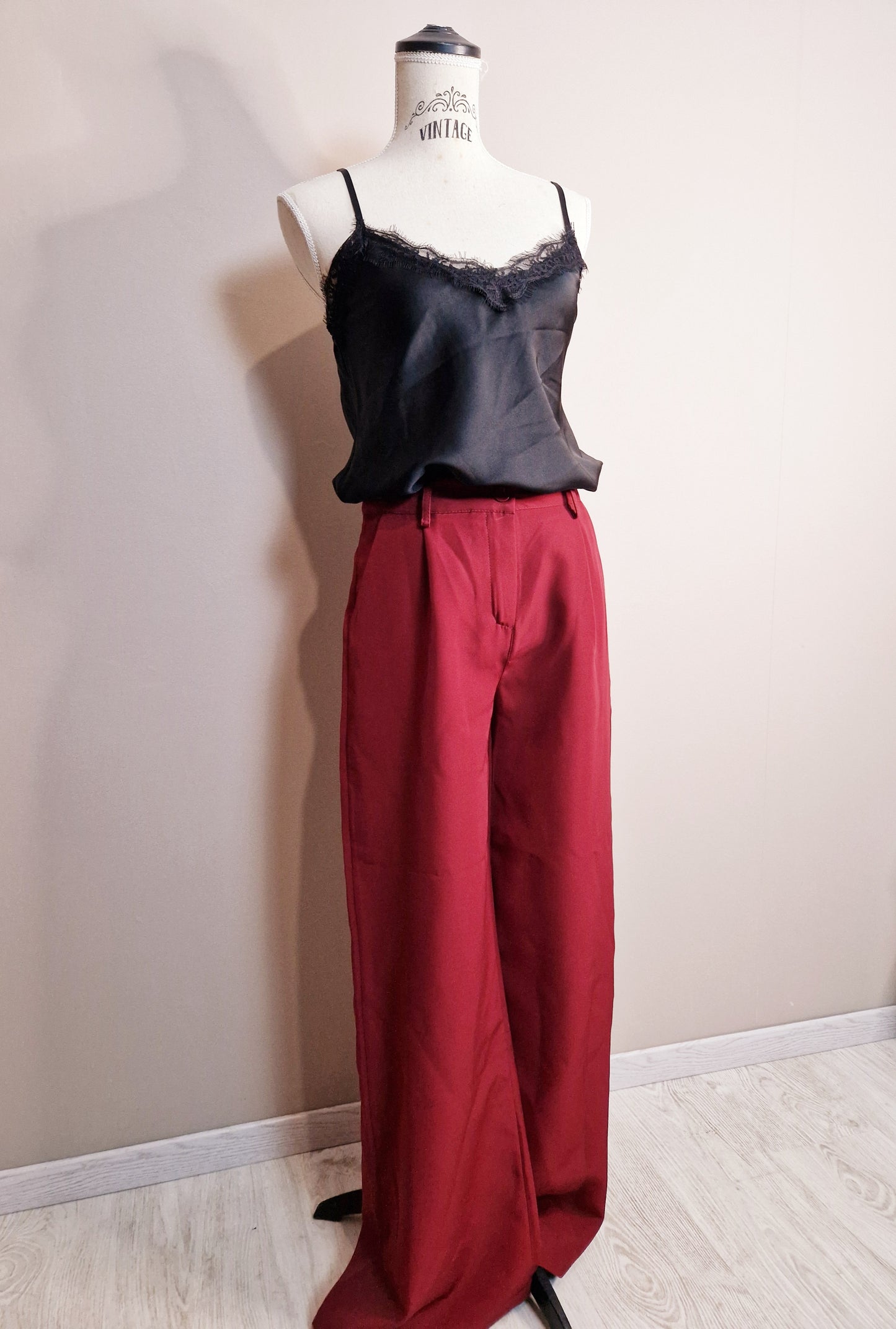 Pantalon large bordeaux